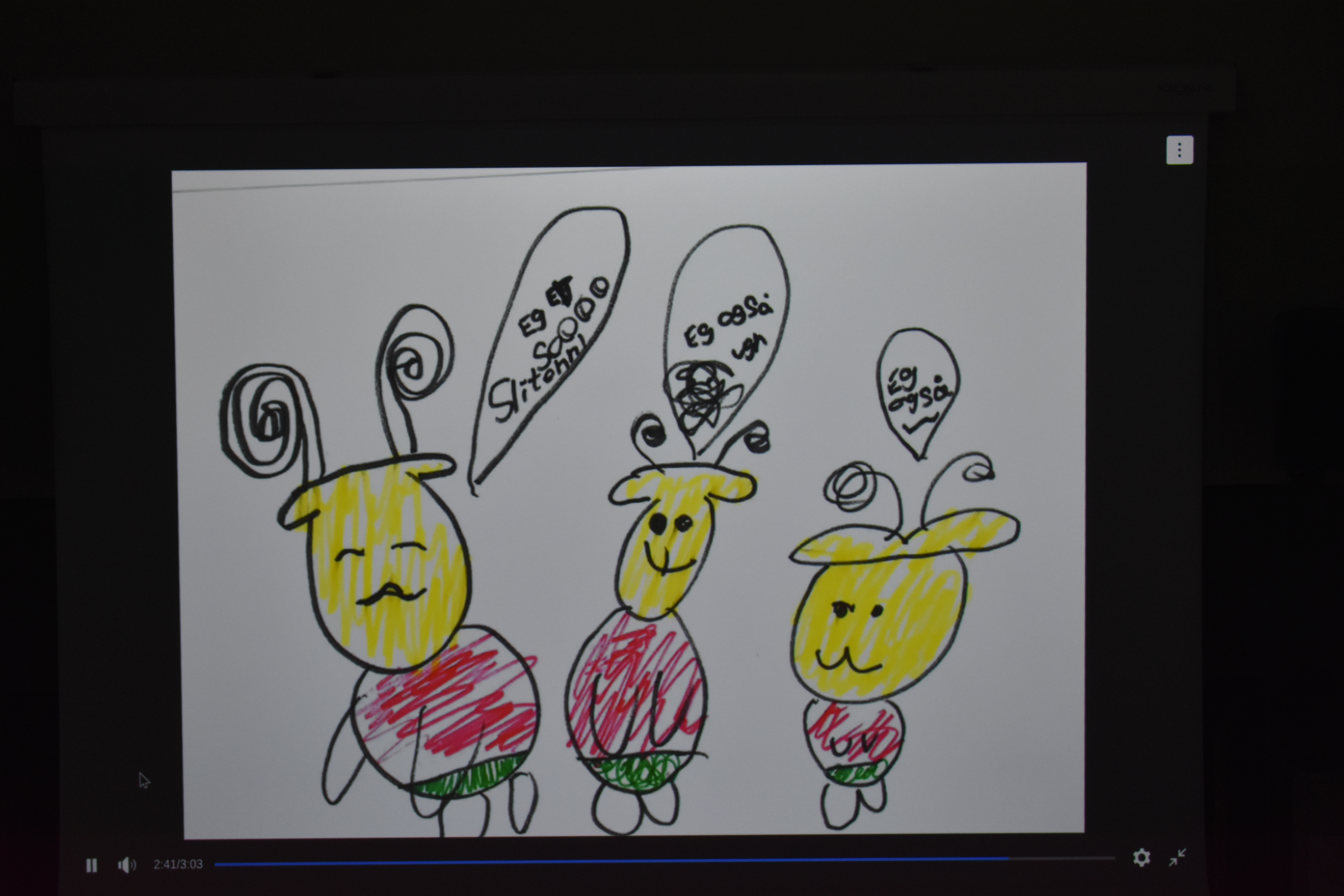 Nokre av dei flotte teikningane elevane laga til dei moderne eventyra.