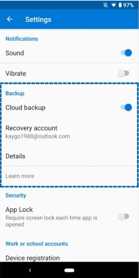 Slå på skylagringskopiering for Android