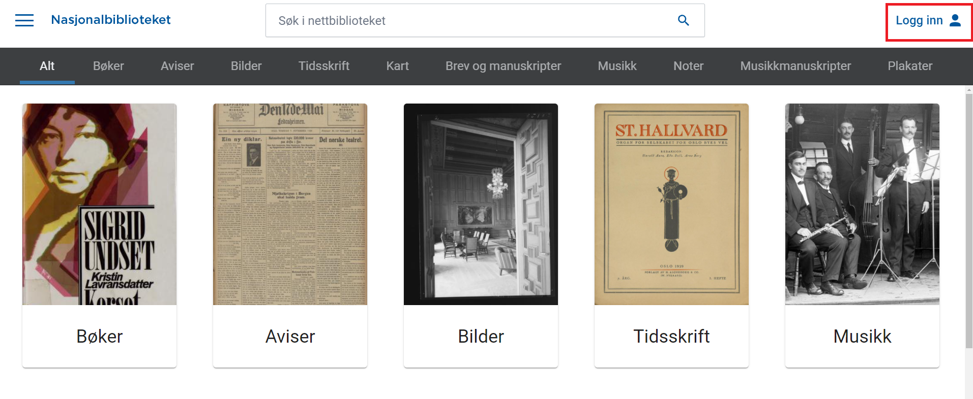 Innlogging Nasjonalbiblioteket