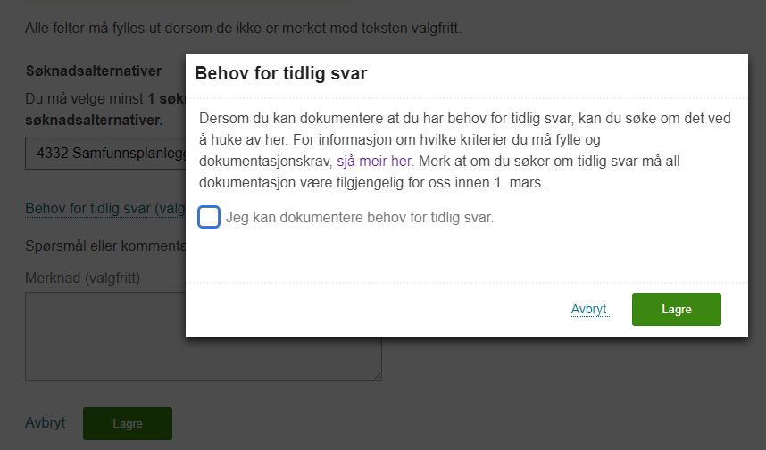 Endre søknad i søknadsweb
