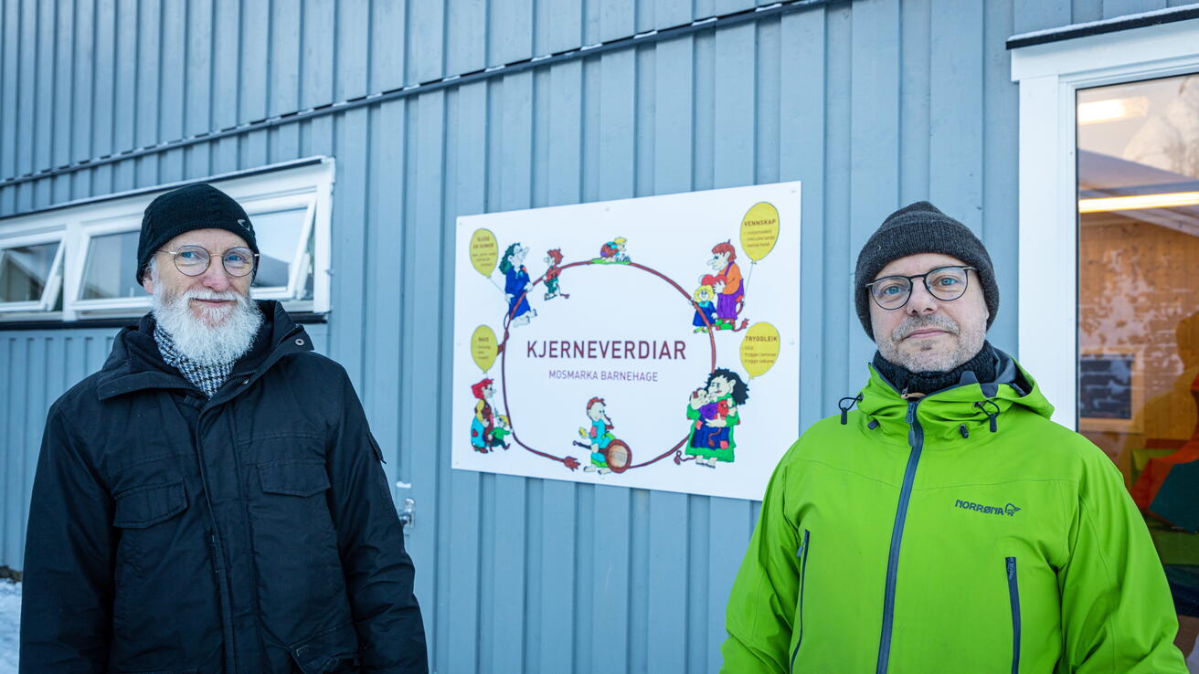 Leif Bjørn Skorpen og Erik Fooladi, hospitering i Mosmarka barnehage