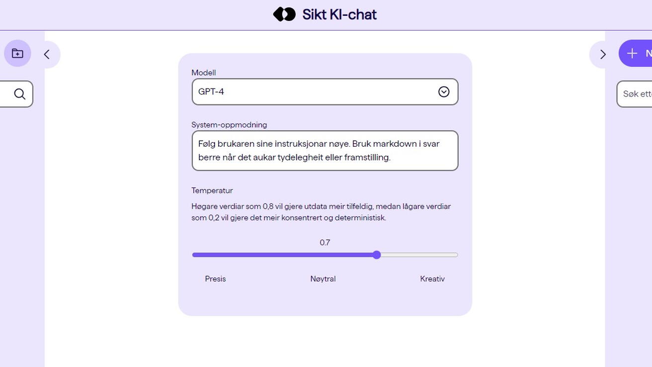 Skjermbilde av KI-Chat